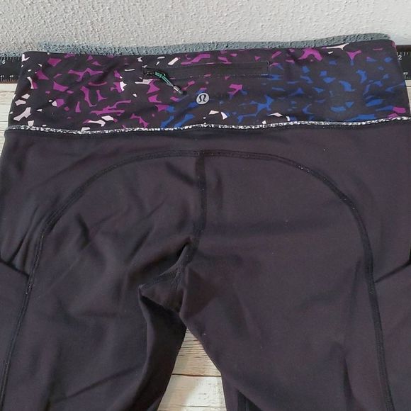 Lululemon Speed Tight IV Brushed Full Length Ruched Leggings Black Shadow Wrap 8 - Picture 10 of 14